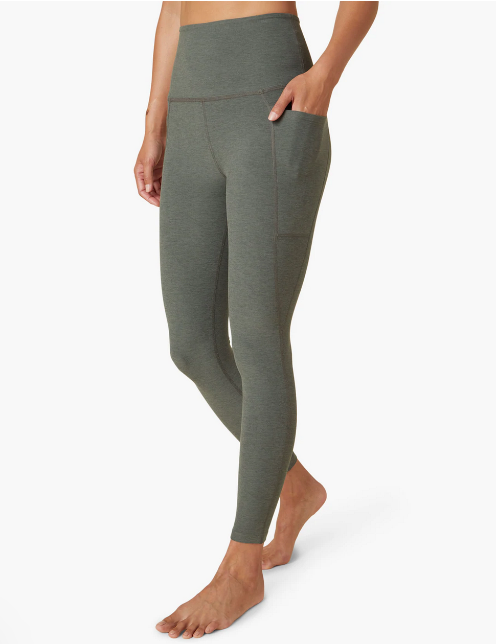 Pure Barre Beyond Yoga Out of Pocket High Waist Midi Legging- Darkest